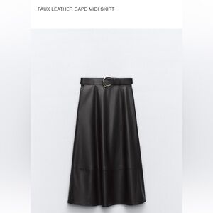 Zara Faux Leather Cape Midi Skirt